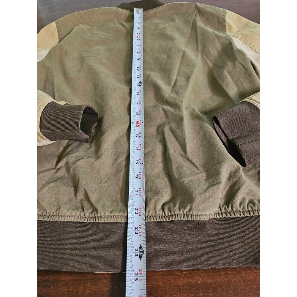 Sun + Stone Bomber Jacket Mens Small Green Tan Colorblock Utility Full Zip - Picture 8 of 10